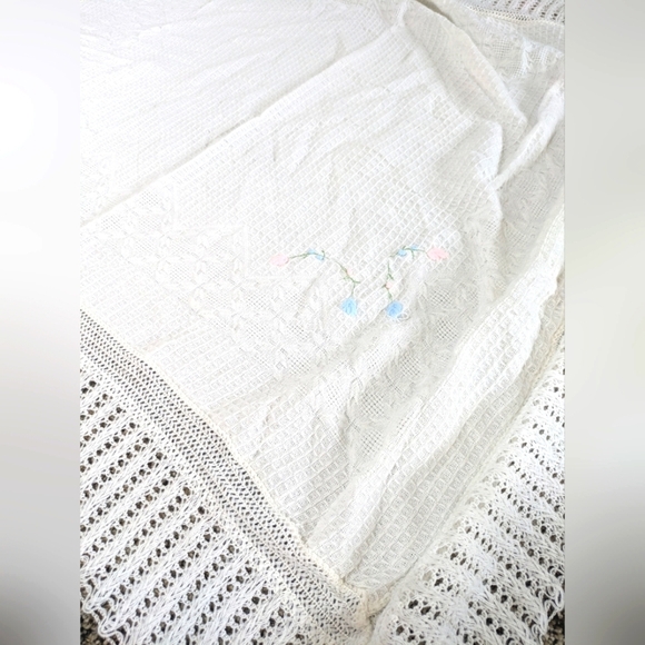 Vintage Waffle Knit Baby‎ Blanket Delicate Soft Ligtweight - Picture 8 of 10